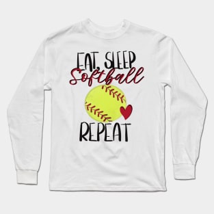 Eat, Sleep, Softball Repeat Design Long Sleeve T-Shirt